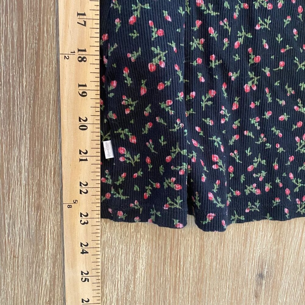Levis Tank Top Women's Black Sz XS Ditzy Floral Rosebud Ribbed Cottage Core - Picture 7 of 7